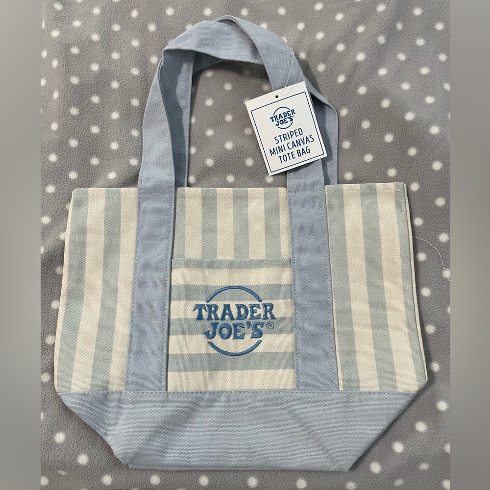 NWT Trader Joe's Striped Mini Canvas Tote Bag